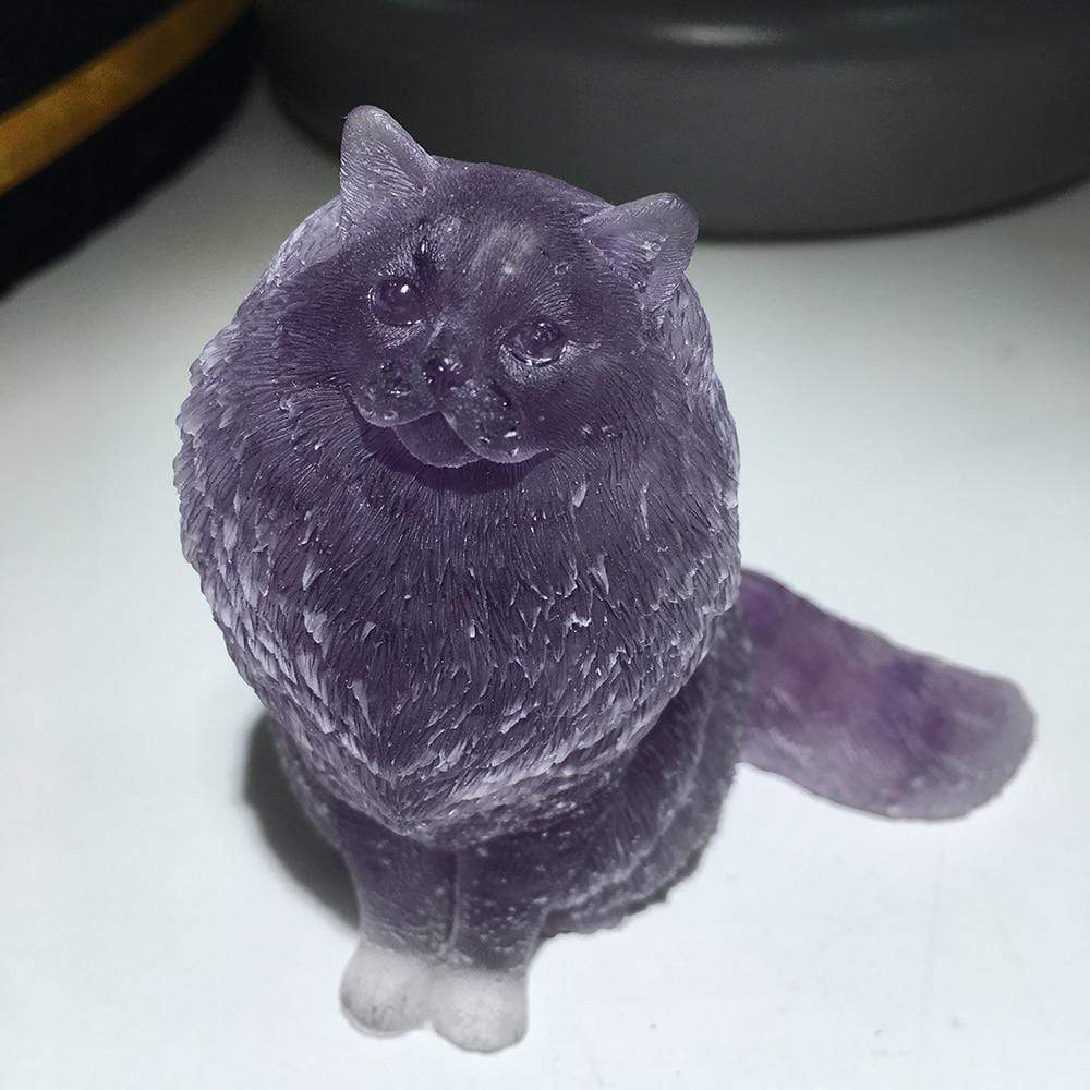 Natural Crystal Lady Cat Carving