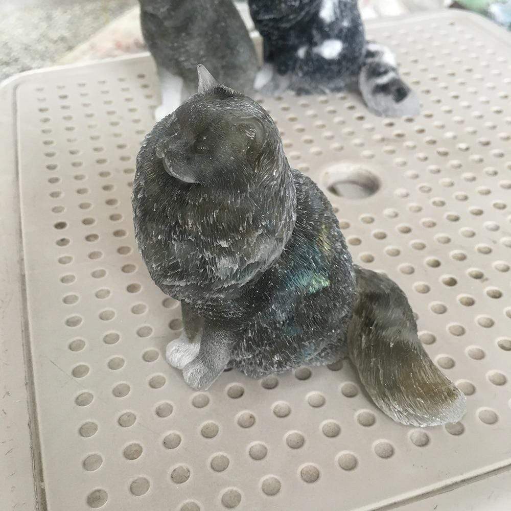 Natural Crystal Lady Cat Carving
