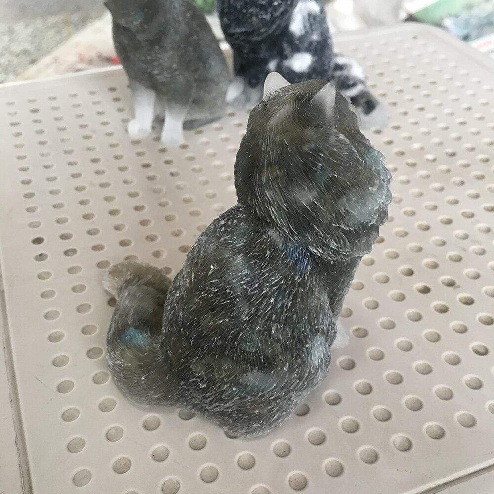 Natural Crystal Lady Cat Carving