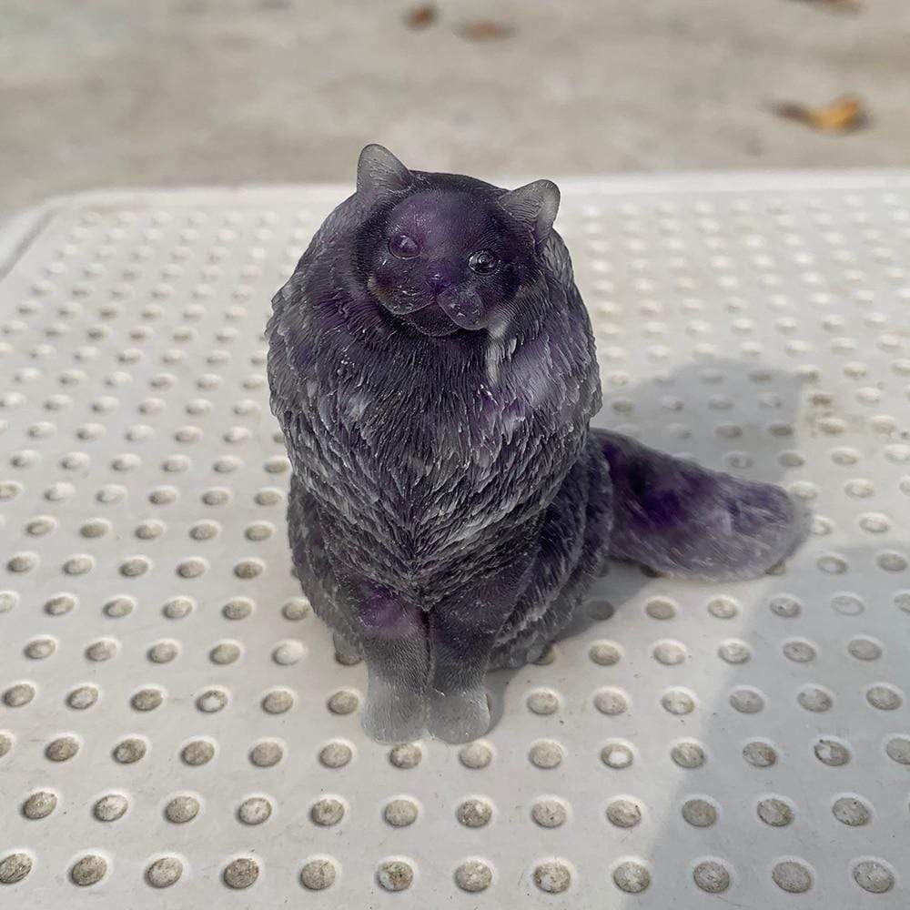 Natural Crystal Lady Cat Carving