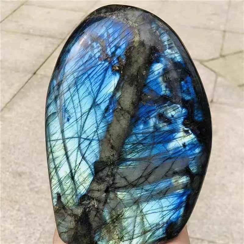 Natural Labradorite Stone in Blue and Yellow Flash
