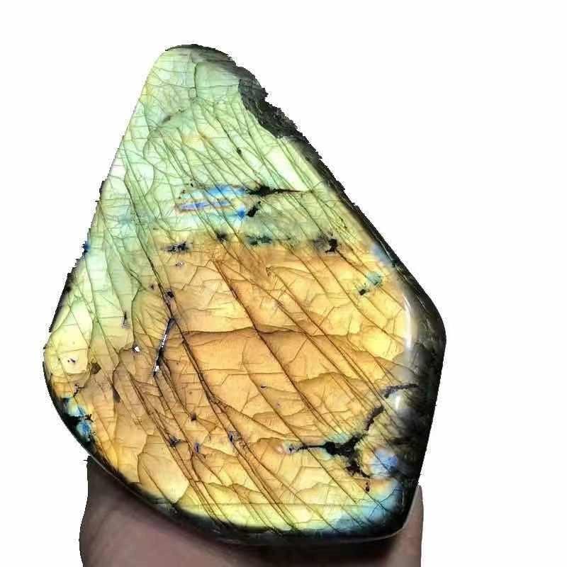 Natural Labradorite Stone in Blue and Yellow Flash