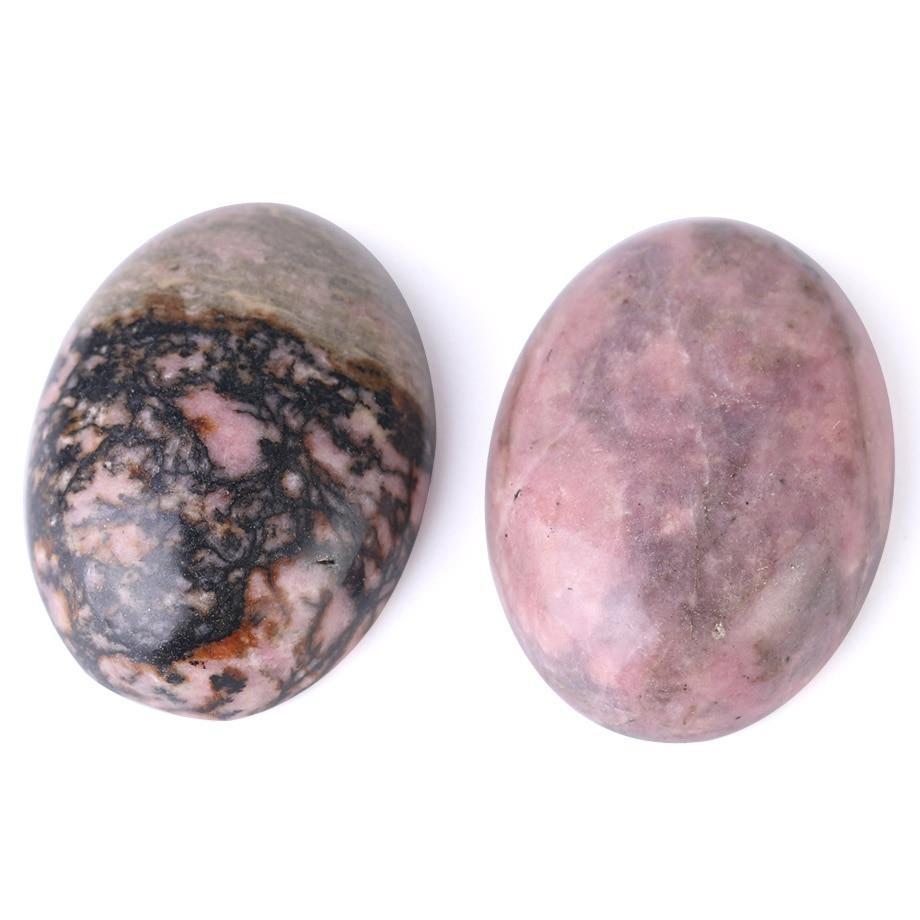 Oval Natural Black Line Rhodonite Stones