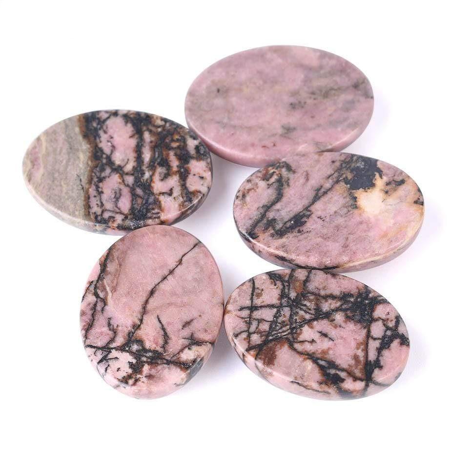 Oval Natural Black Line Rhodonite Stones