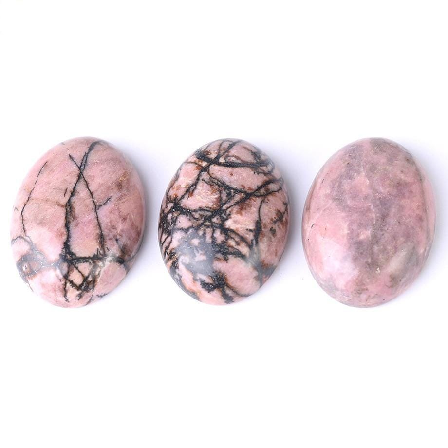 Oval Natural Black Line Rhodonite Stones