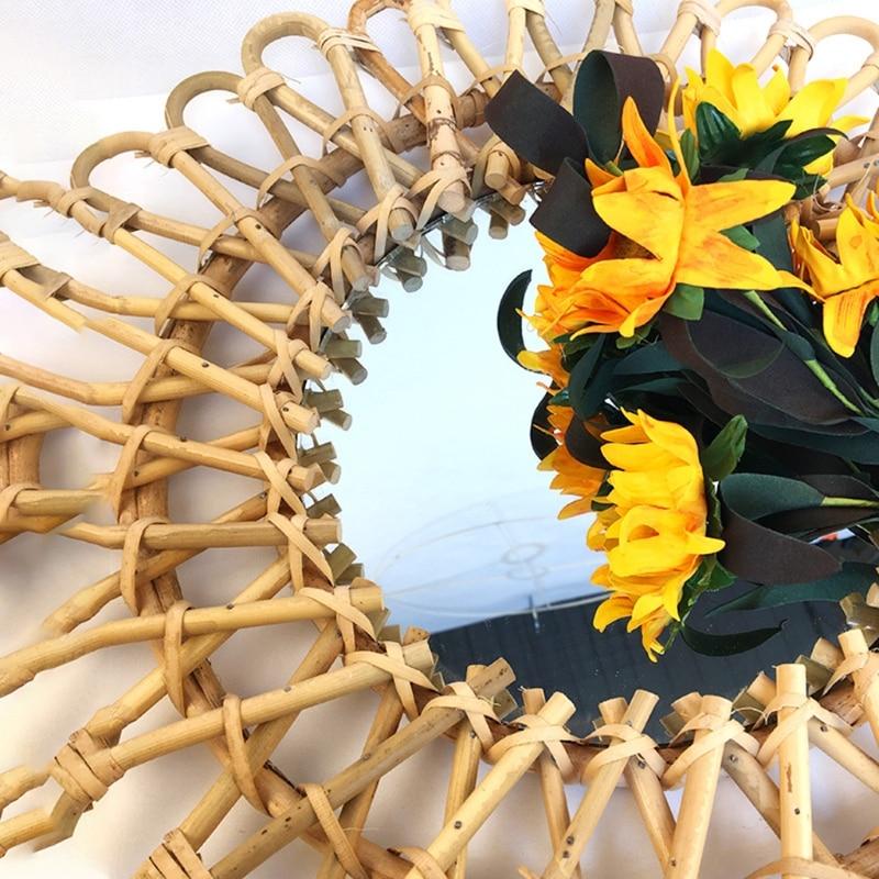 Rattan Round Hanging Mirror