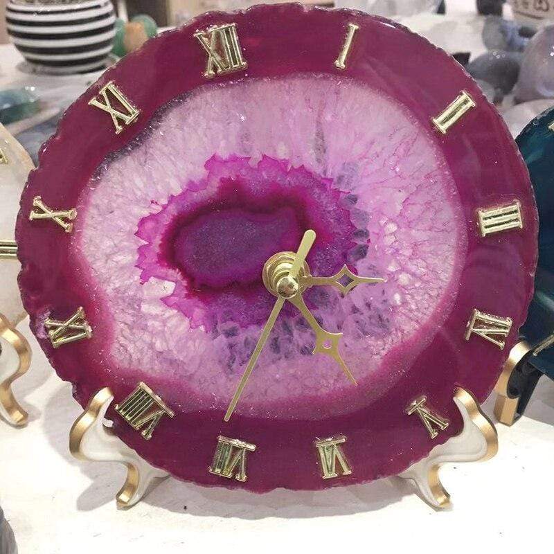 Natural Agate Table Clock
