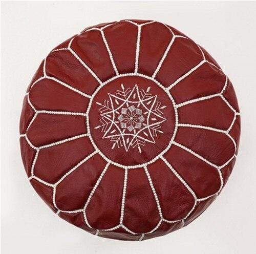 Handmade Genuine Leather Moroccan Pouf Unstuffed