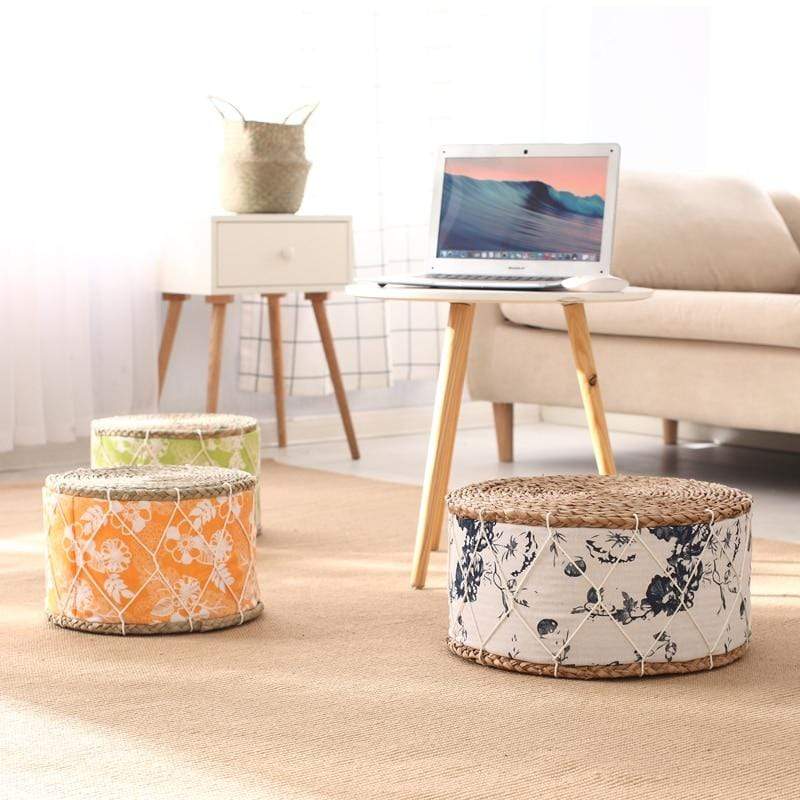 Round Straw Handmade Meditation Stool