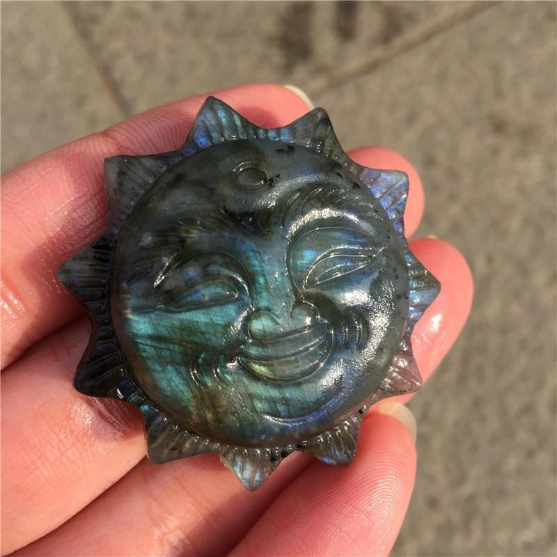 Labradorite Sun Face Carving