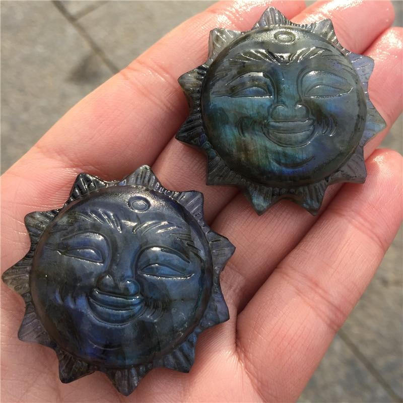 Labradorite Sun Face Carving