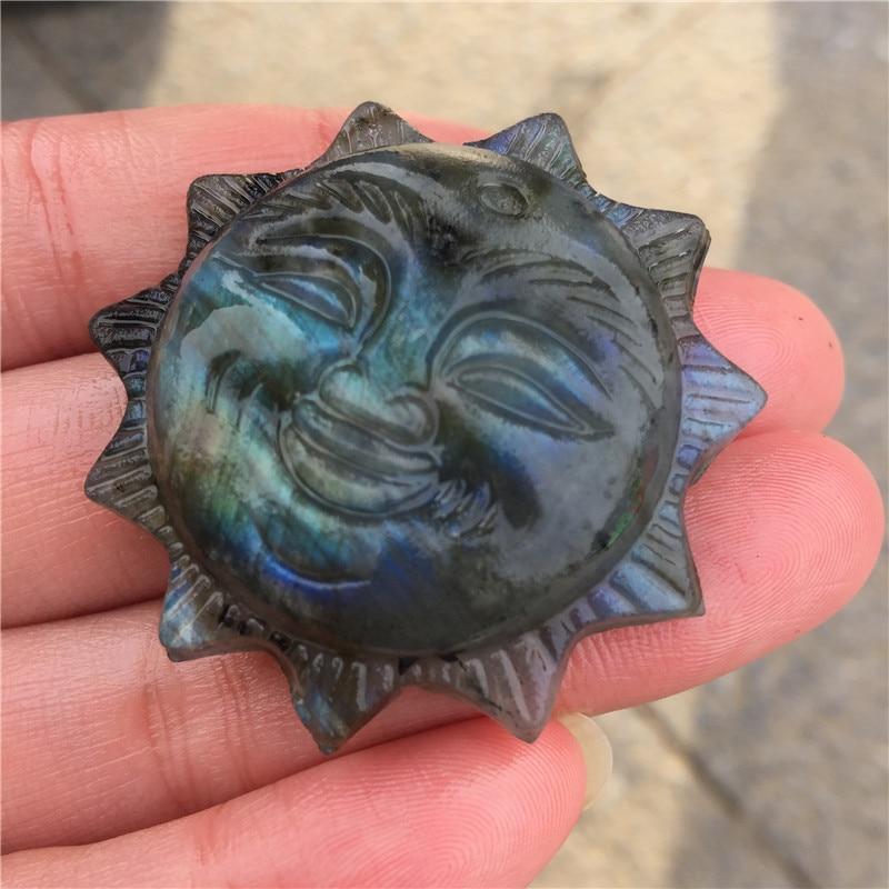 Labradorite Sun Face Carving