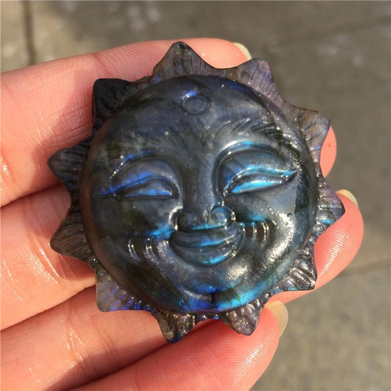 Labradorite Sun Face Carving