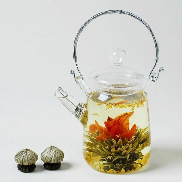 9 Oriental Blooming Teas + Teapot