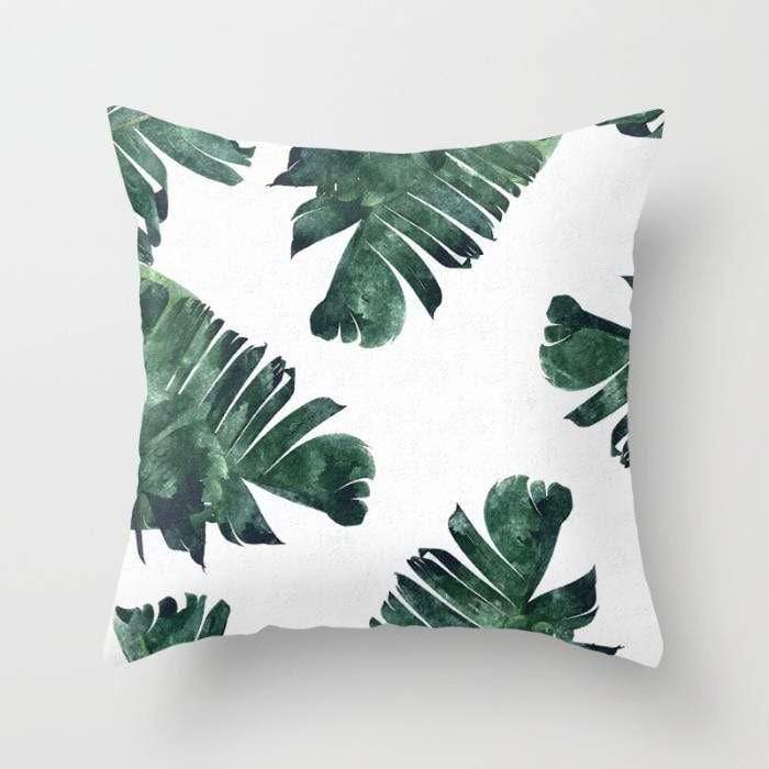 Banana Leaf Watercolor Pattern Cushion