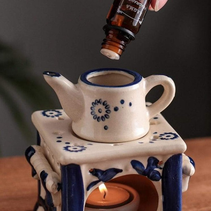 Vintage Inspired Ceramic Burner, Cute Teapot-Shape