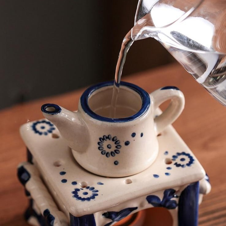 Vintage Inspired Ceramic Burner, Cute Teapot-Shape