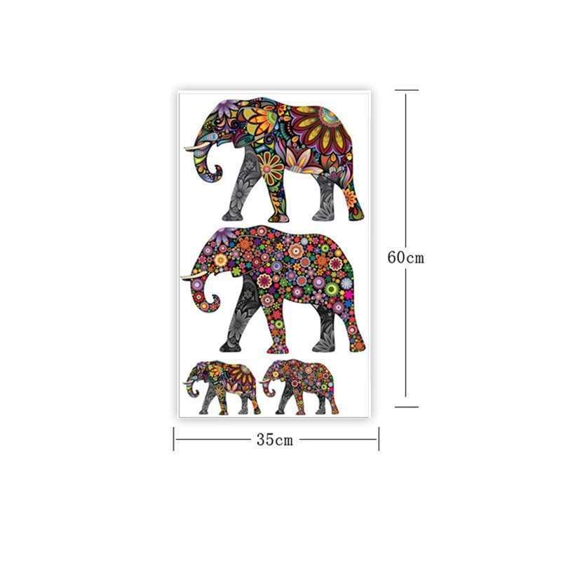 Elephant Flower Pattern Wall Stickers 4pcs
