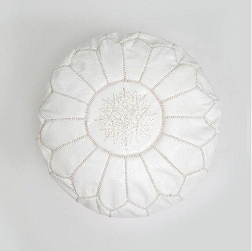 Handmade Genuine Leather Moroccan Pouf Unstuffed