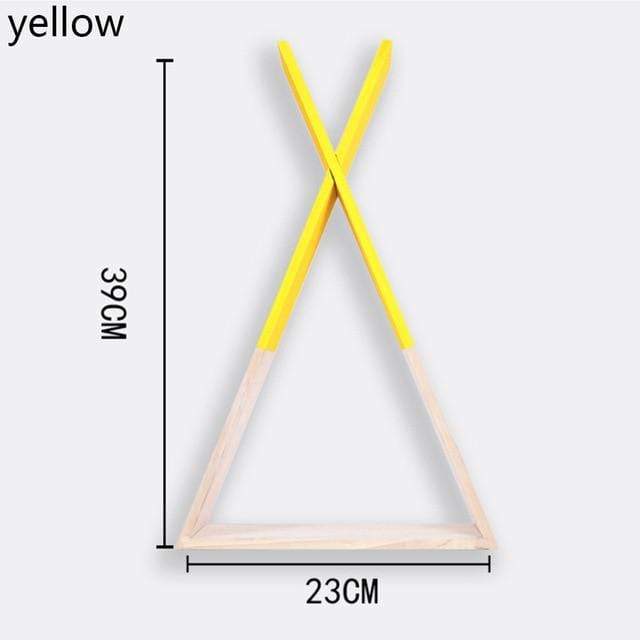 Color Dipped Wooden Triangle Wall Shelf