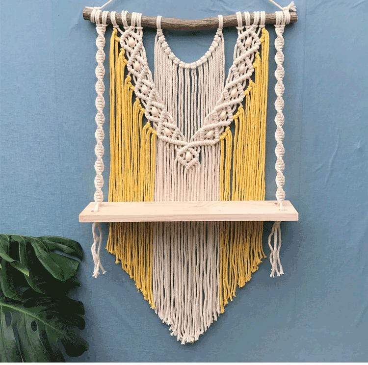 Wooden Macrame Hanging Shelf