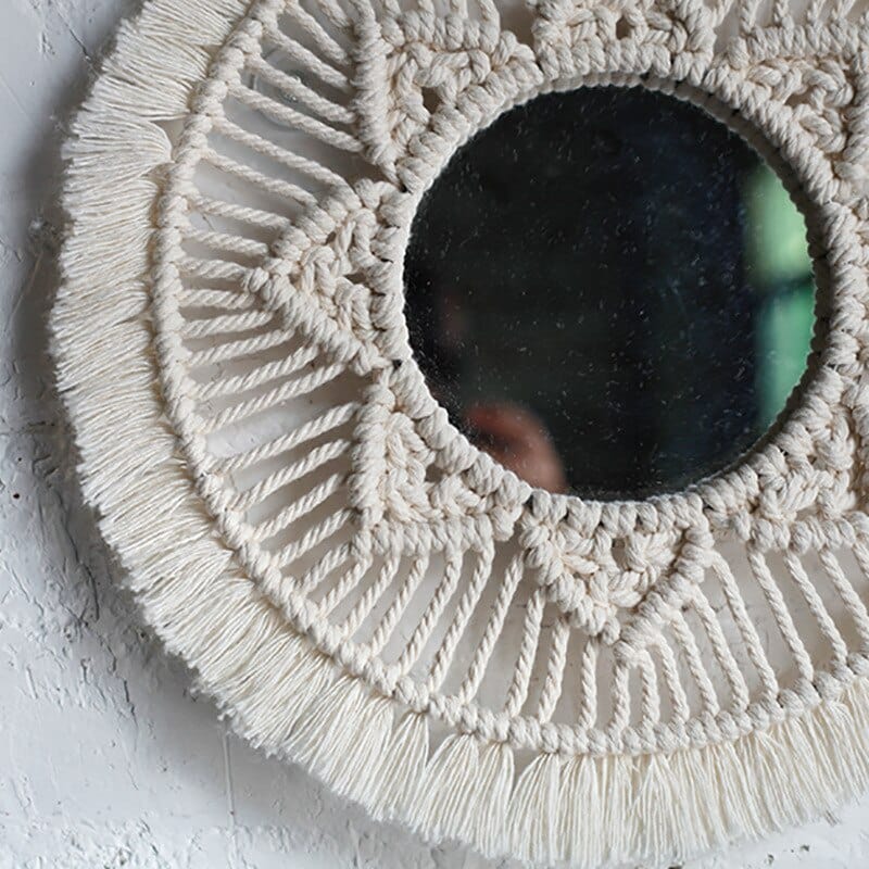 Round Macrame Woven Mirror