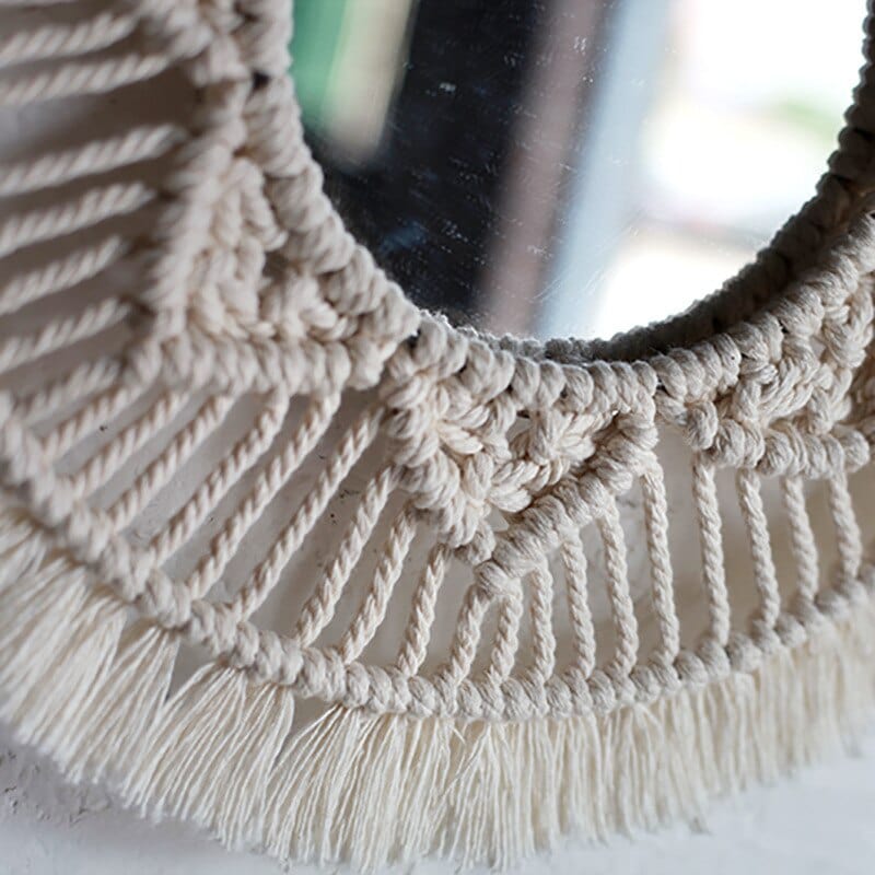 Round Macrame Woven Mirror