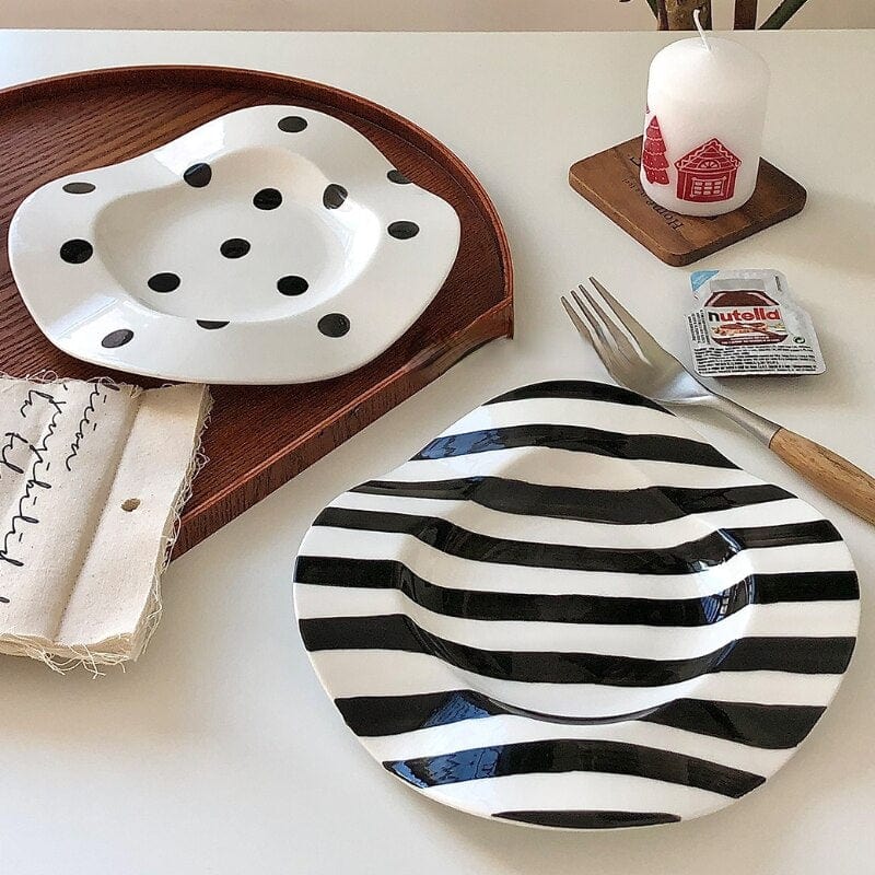 Dotted & Striped Irregular Desert Plates