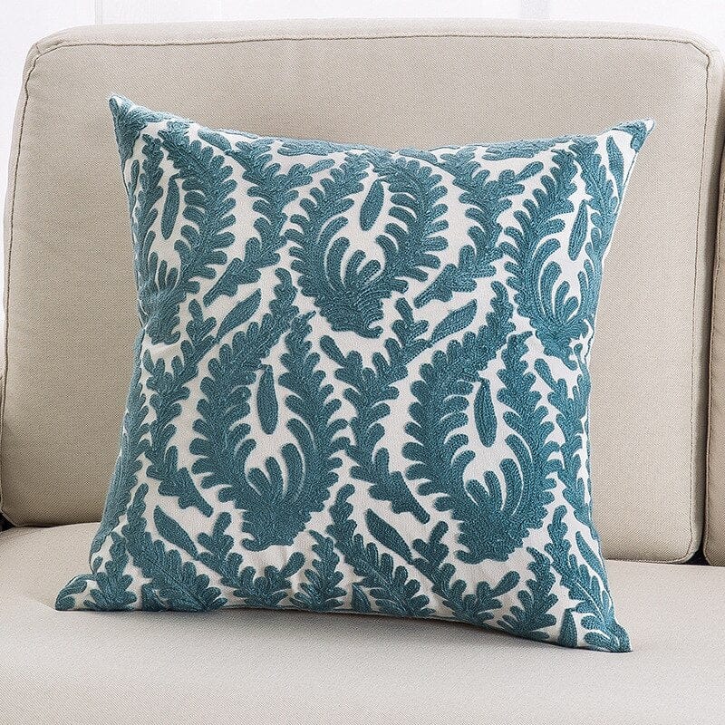 Lake Green Embroidered Cushion Covers