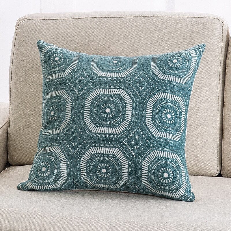 Lake Green Embroidered Cushion Covers