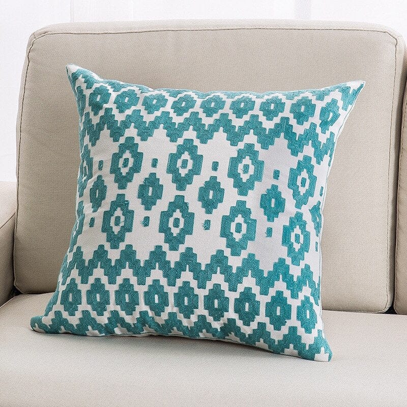 Lake Green Embroidered Cushion Covers