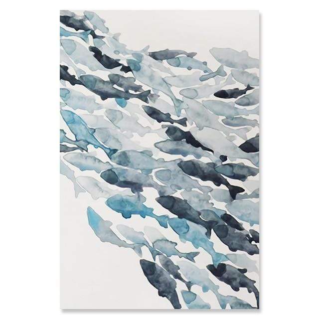 Fish Parade Art Canvas Posters
