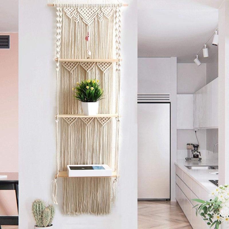 3 Tier Macrame Wall Hanging Shelf