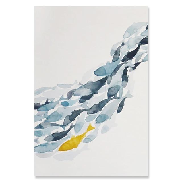 Fish Parade Art Canvas Posters
