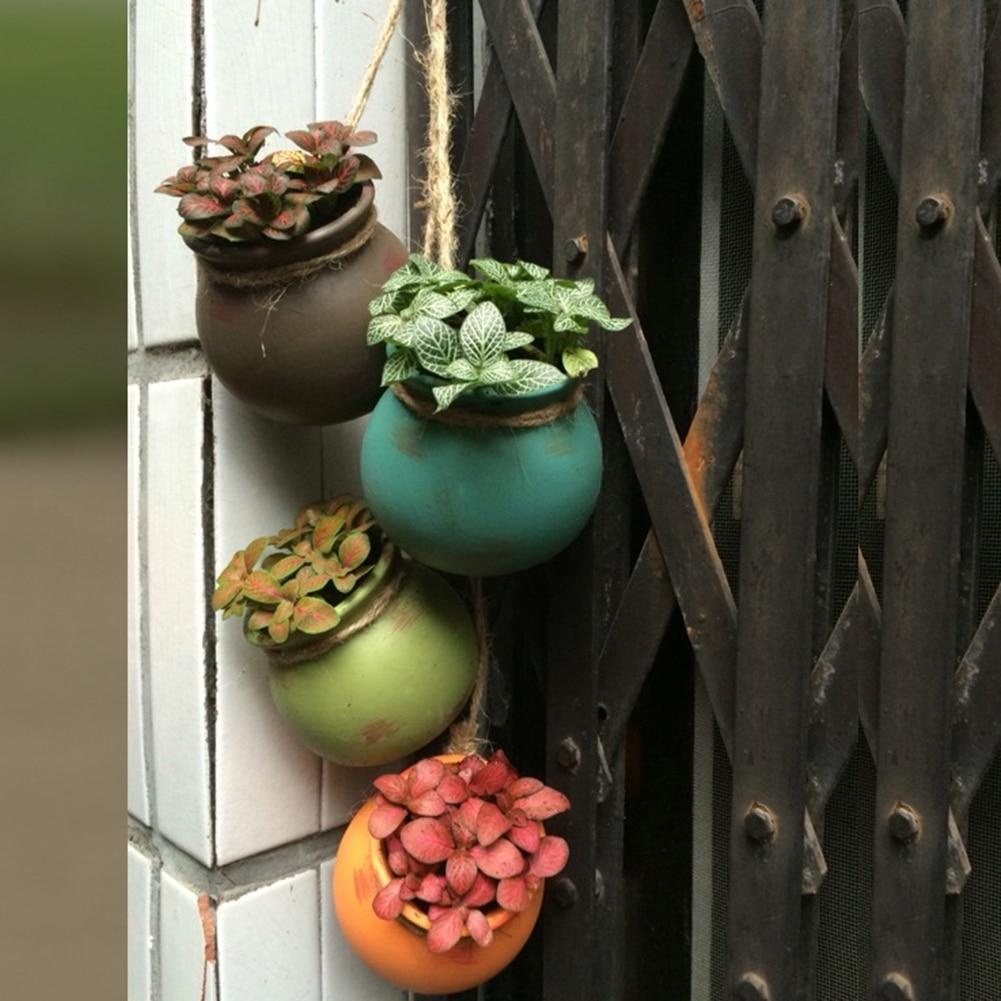 4pcs Multicolor Cauldron-Shaped Ceramic Planters