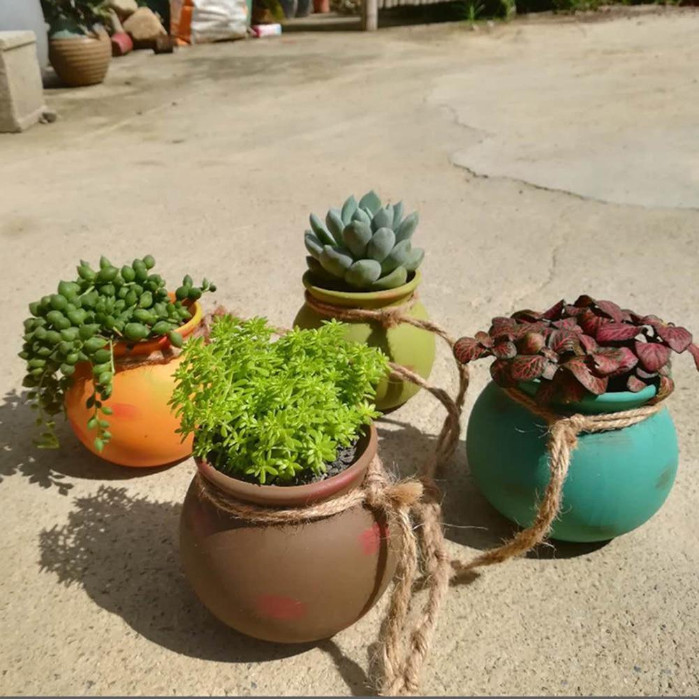 4pcs Multicolor Cauldron-Shaped Ceramic Planters