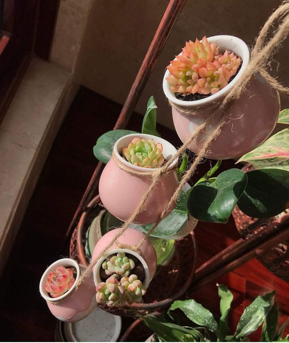 4pcs Multicolor Cauldron-Shaped Ceramic Planters