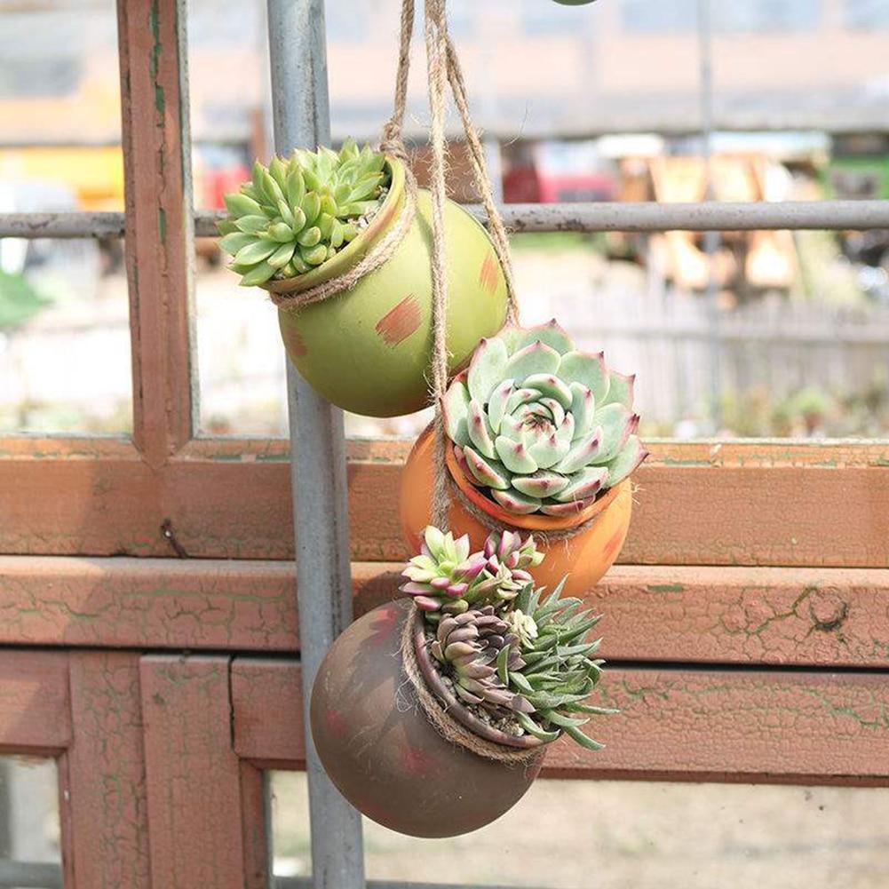 4pcs Multicolor Cauldron-Shaped Ceramic Planters