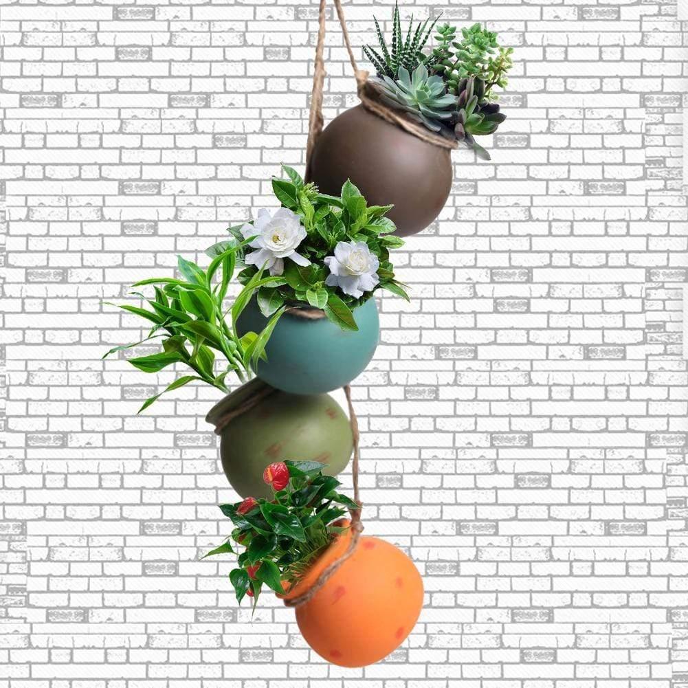 4pcs Multicolor Cauldron-Shaped Ceramic Planters