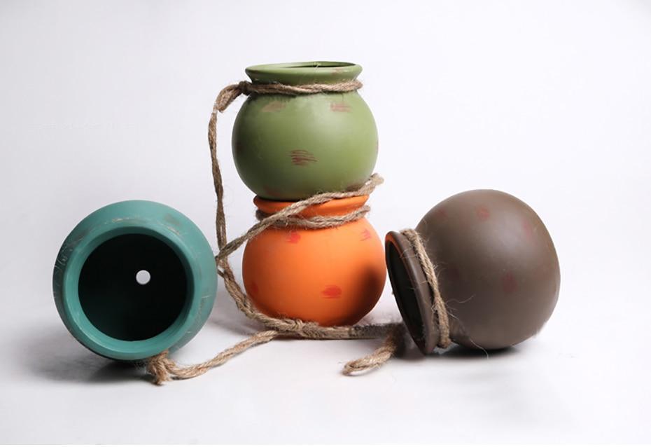 4pcs Multicolor Cauldron-Shaped Ceramic Planters