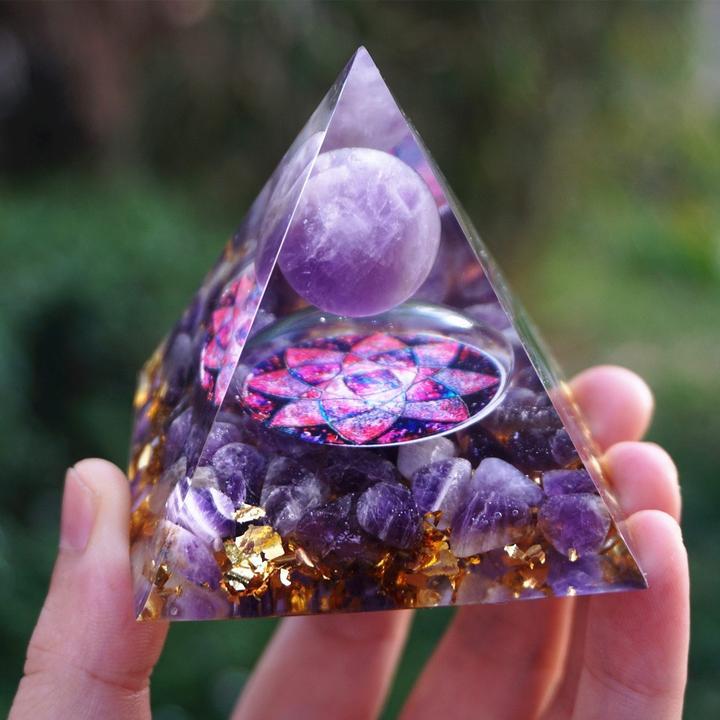 Natural Amethyst Orgonite Pyramid