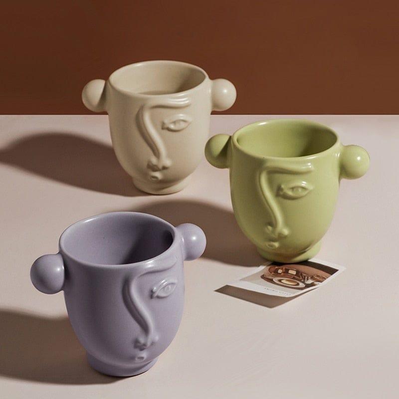 Abstract Face Ceramic Mugs (3 Colors)
