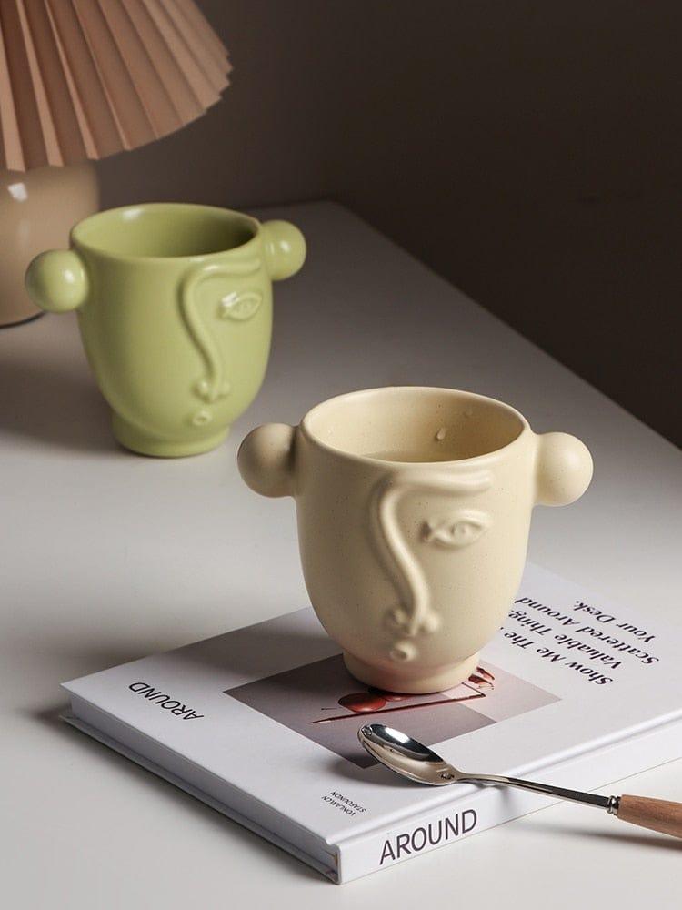 Abstract Face Ceramic Mugs (3 Colors)