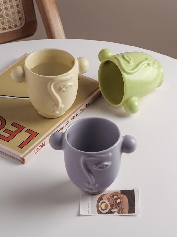 Abstract Face Ceramic Mugs (3 Colors)