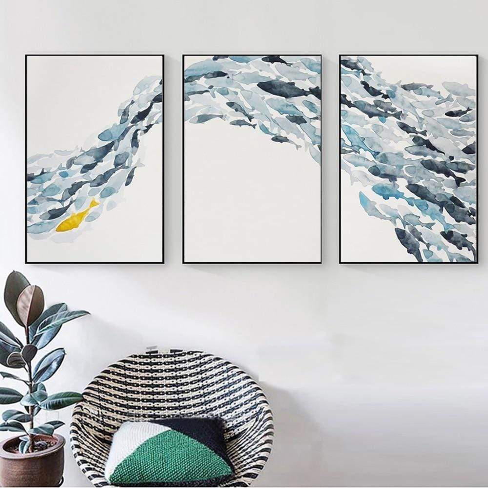 Fish Parade Art Canvas Posters