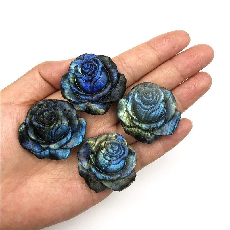 Hand Carved Labradorite Rose Gemstone