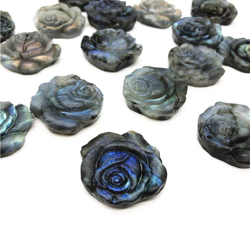 Hand Carved Labradorite Rose Gemstone