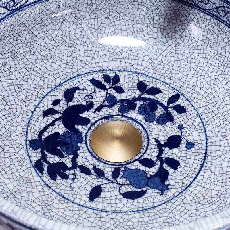 Blue & White Chinoiserie Handmade Basin Sink