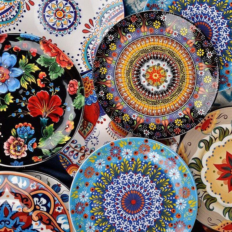 Boho Floral Ceramic Plates