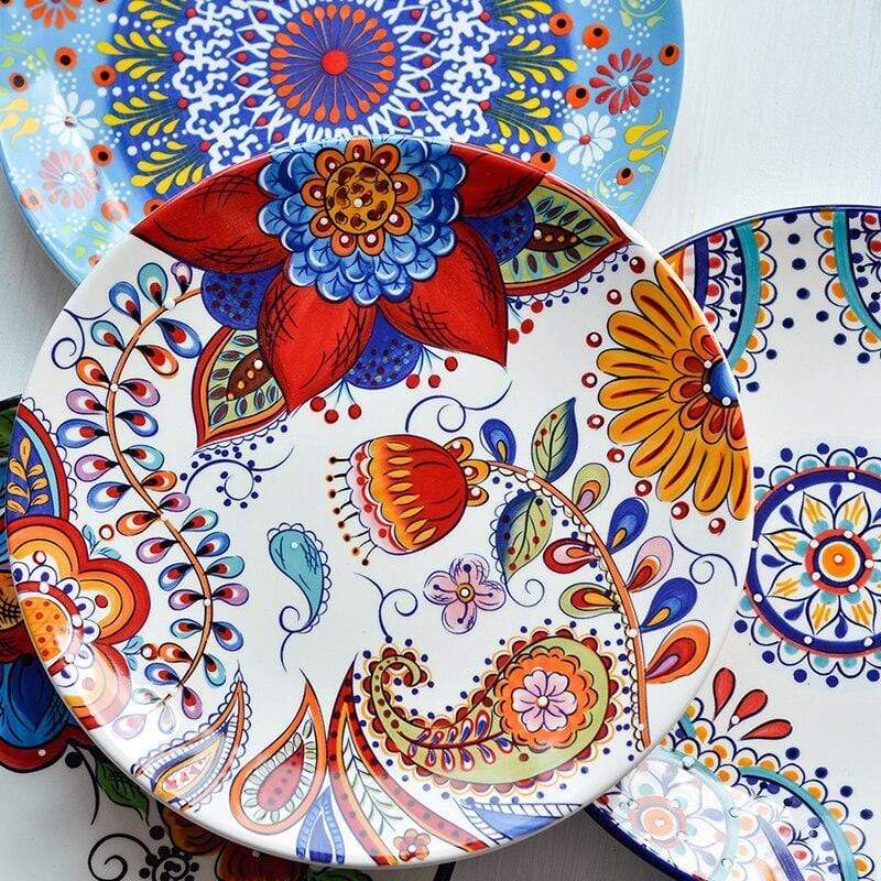 Boho Floral Ceramic Plates